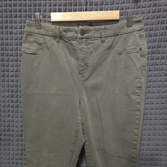 Slimming Sage Skinny Ankle Jeans 32x29 Olive Green Stretch Waist Boho Chic Urban - Picture 3 of 16